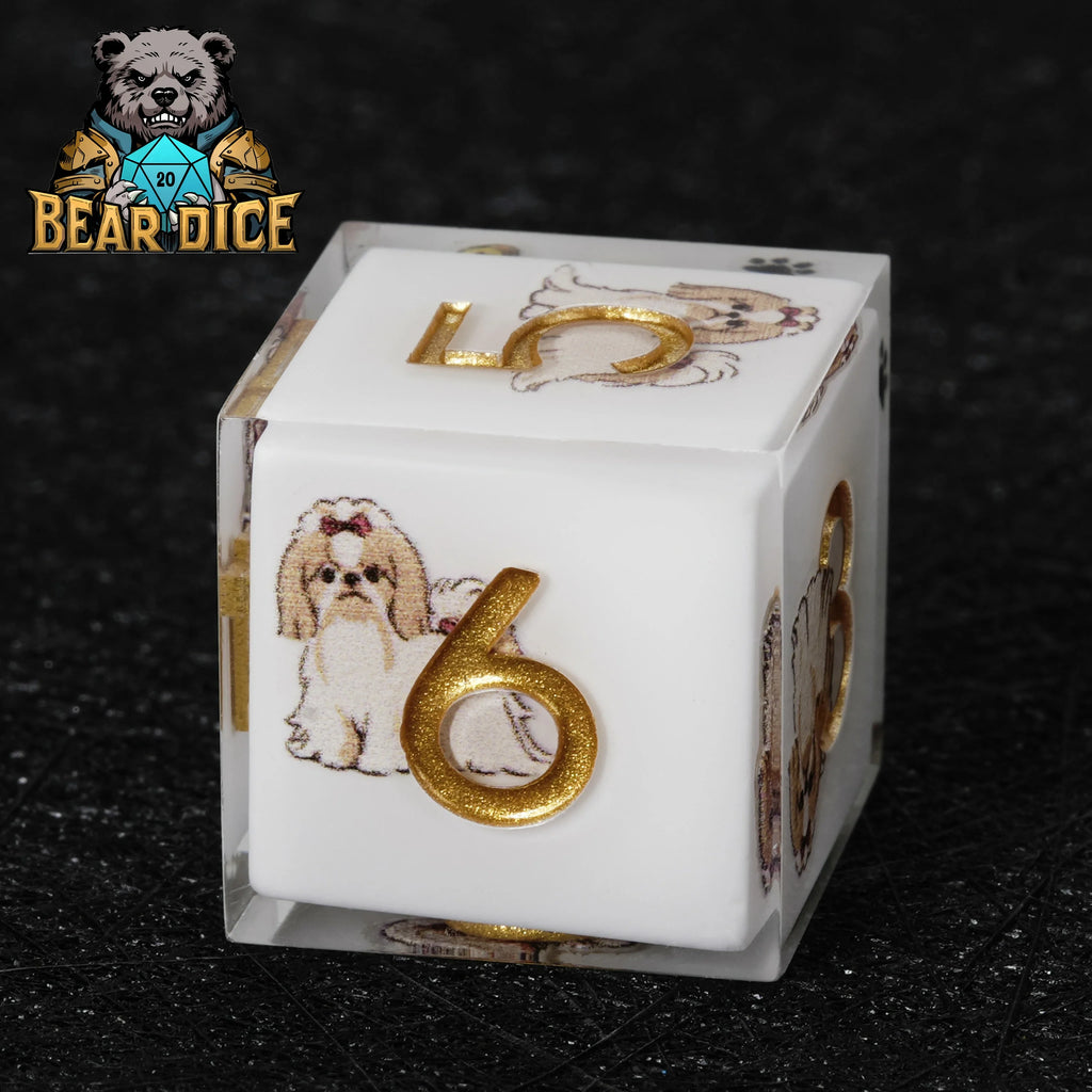 Shih Tzu Resin D6 Dice Set – Cute Dog Die – alternate product view
