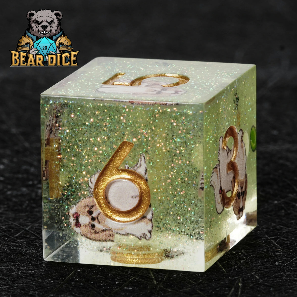 Shih Tzu Resin D6 Dice Set – Glitter – alternate product view