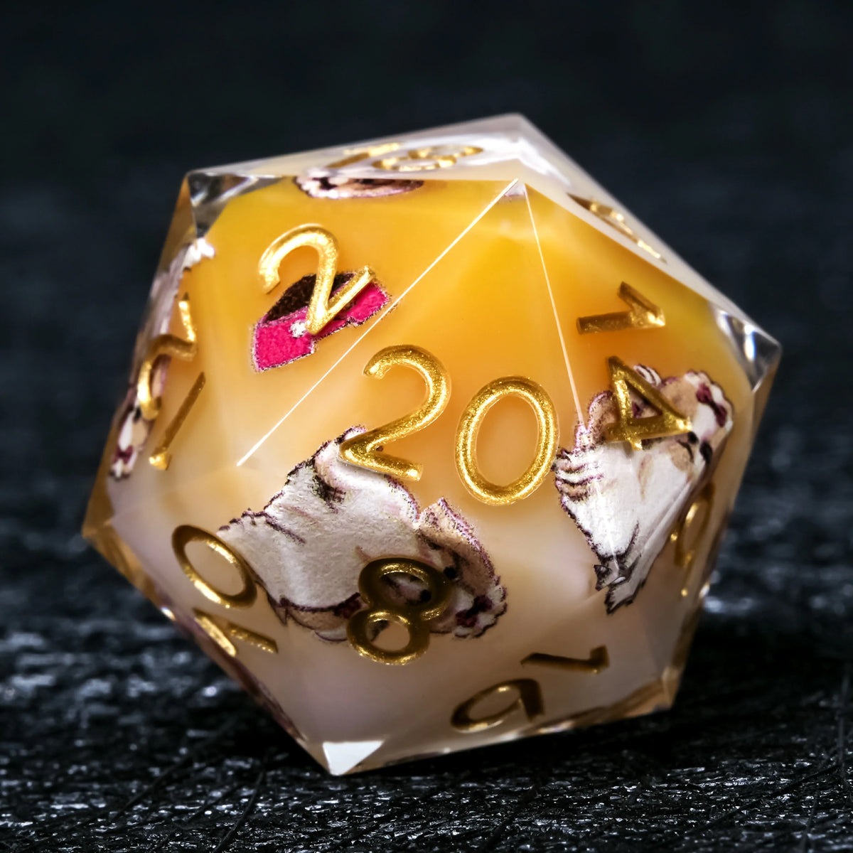 Shih Tzu Resin D&D Dice Set – Gold Numbers – alternate product view