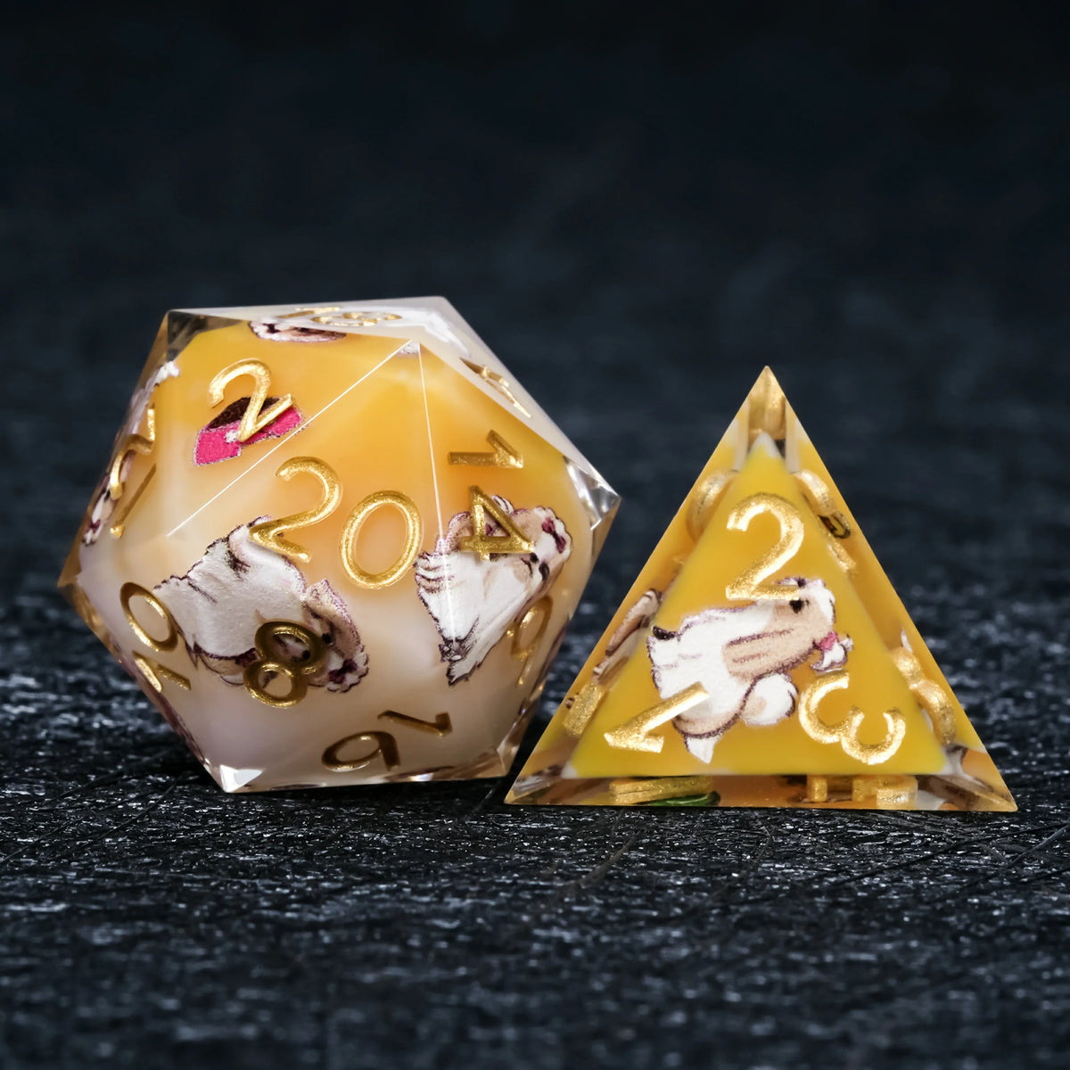 Shih Tzu Resin D&D Dice Set – Gold Numbers – alternate product view