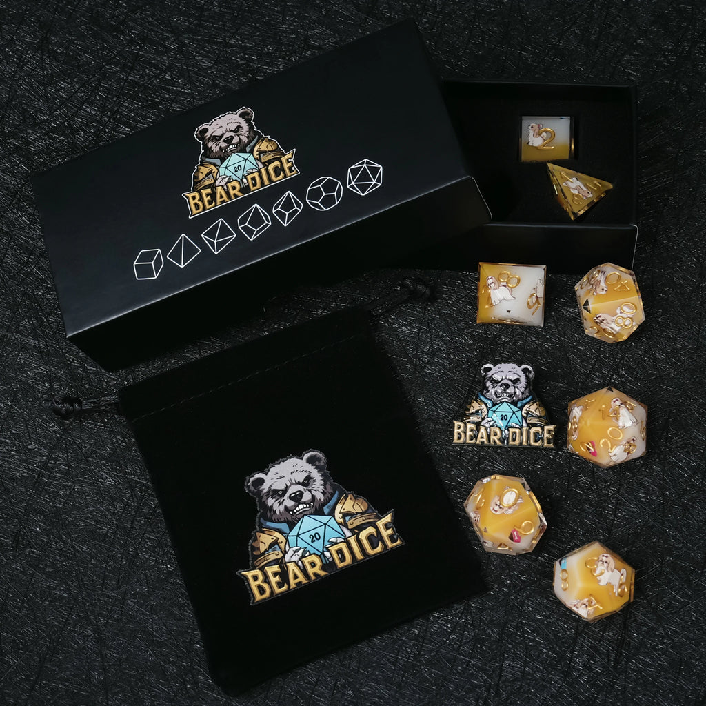 Shih Tzu Resin D&D Dice Set – Gold Numbers – alternate product view
