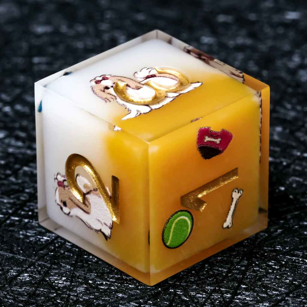 Shih Tzu Resin D&D Dice Set – Gold Numbers – alternate product view