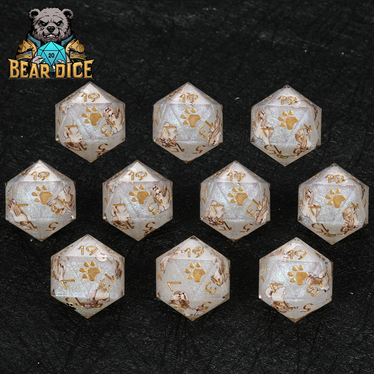 Shih Tzu Resin Sharp Edge Dice Set – Gold Numbers – alternate product view