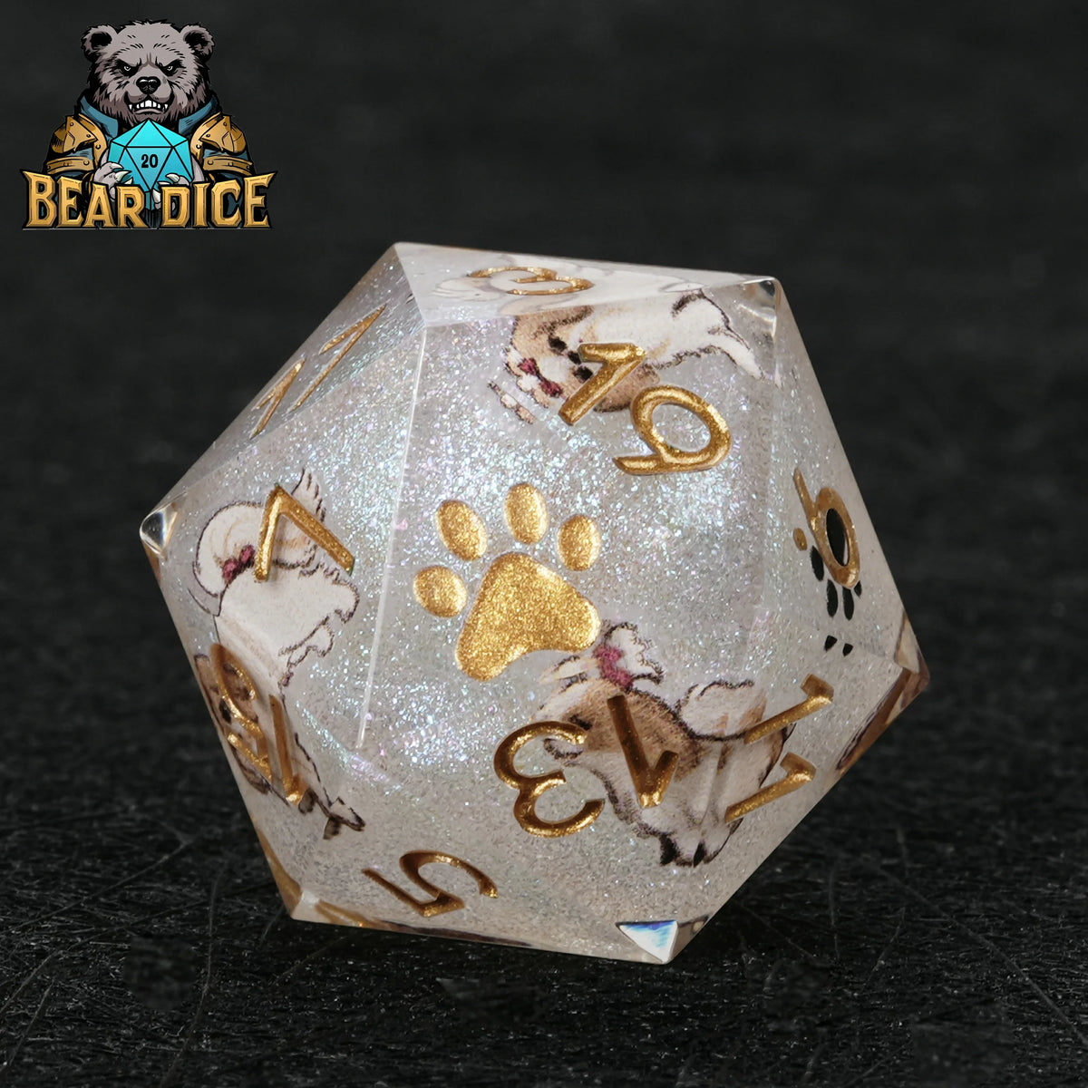 Shih Tzu Resin Sharp Edge Dice Set – Gold Numbers – alternate product view