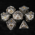 Silver Gold Greek Metal DND Dice Set – Silver and Gold Greek Style Metal DND Dice Set