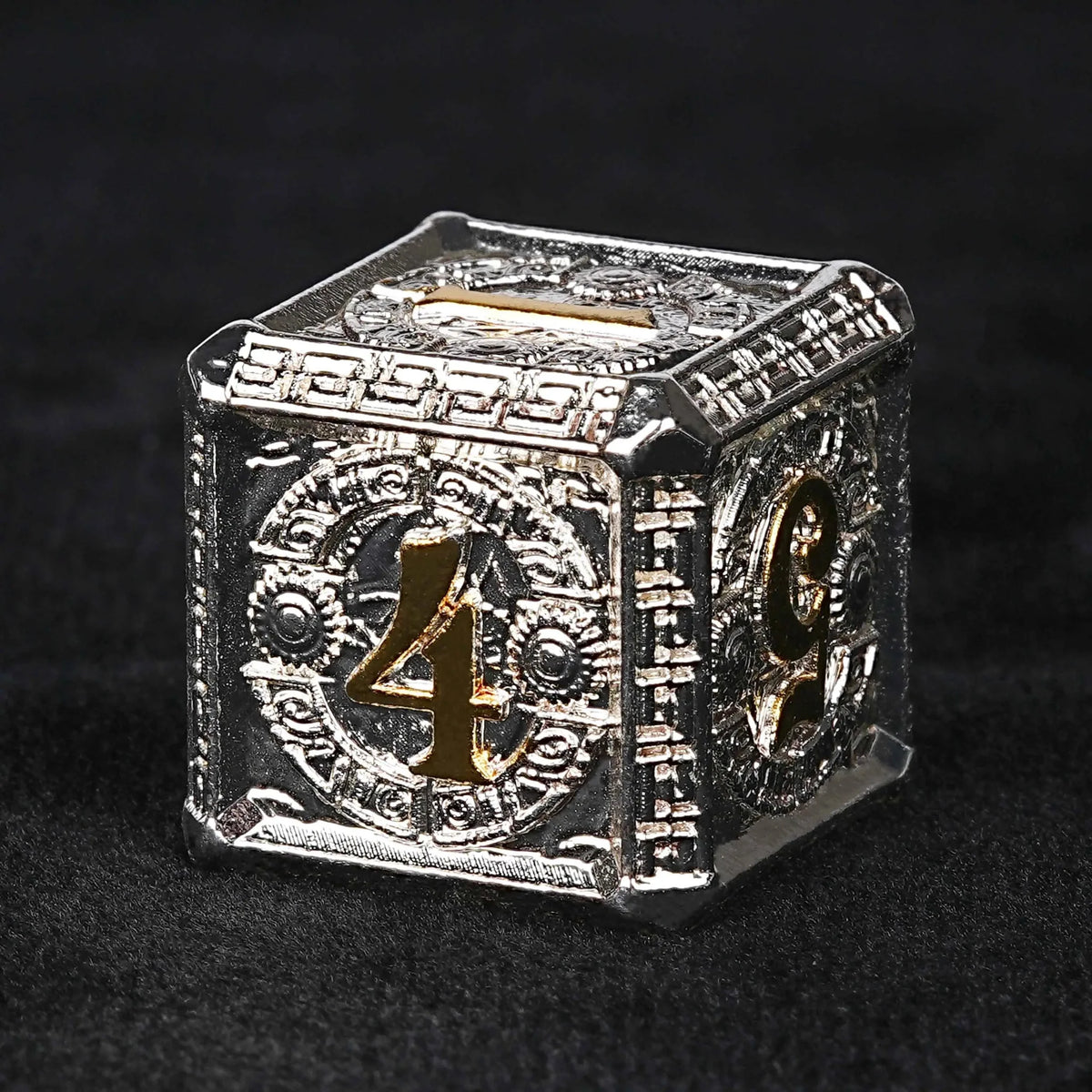 Silver Gold Greek Metal DND Dice Set – Silver and Gold Greek Style Metal DND Dice Set