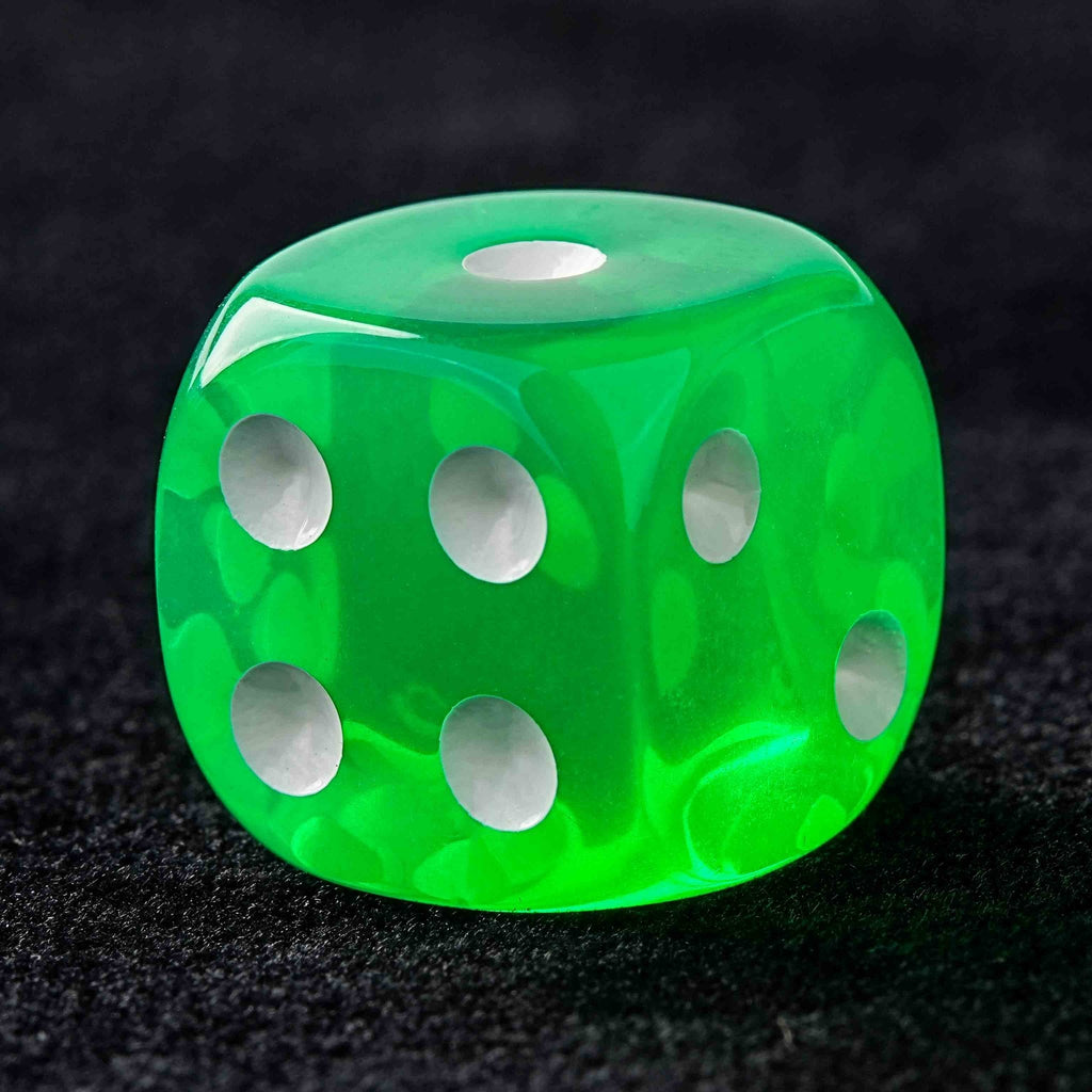 Six Sided Acrylic D6 Dice Set – White Pips – Single - color acrylic rounded transparent 6 - sided dice set (10 x D6