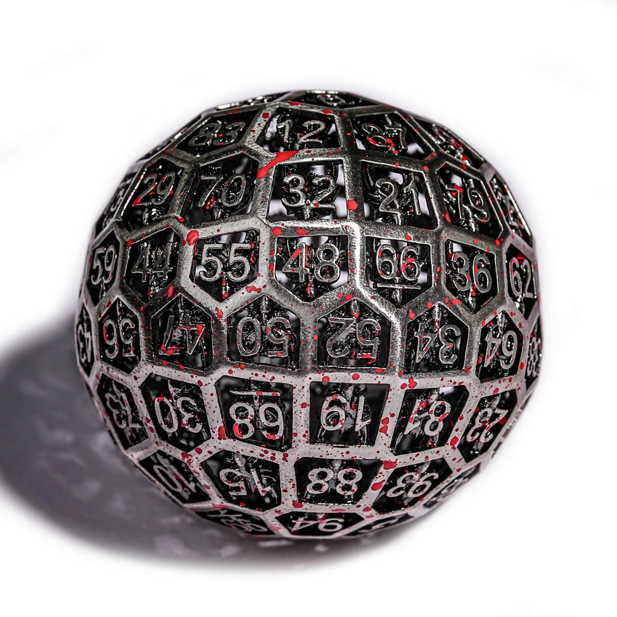Skeleton Metal D100 Dice – 50mm Spherical Skeleton Bloodstain Creative D100 Metal Dice
