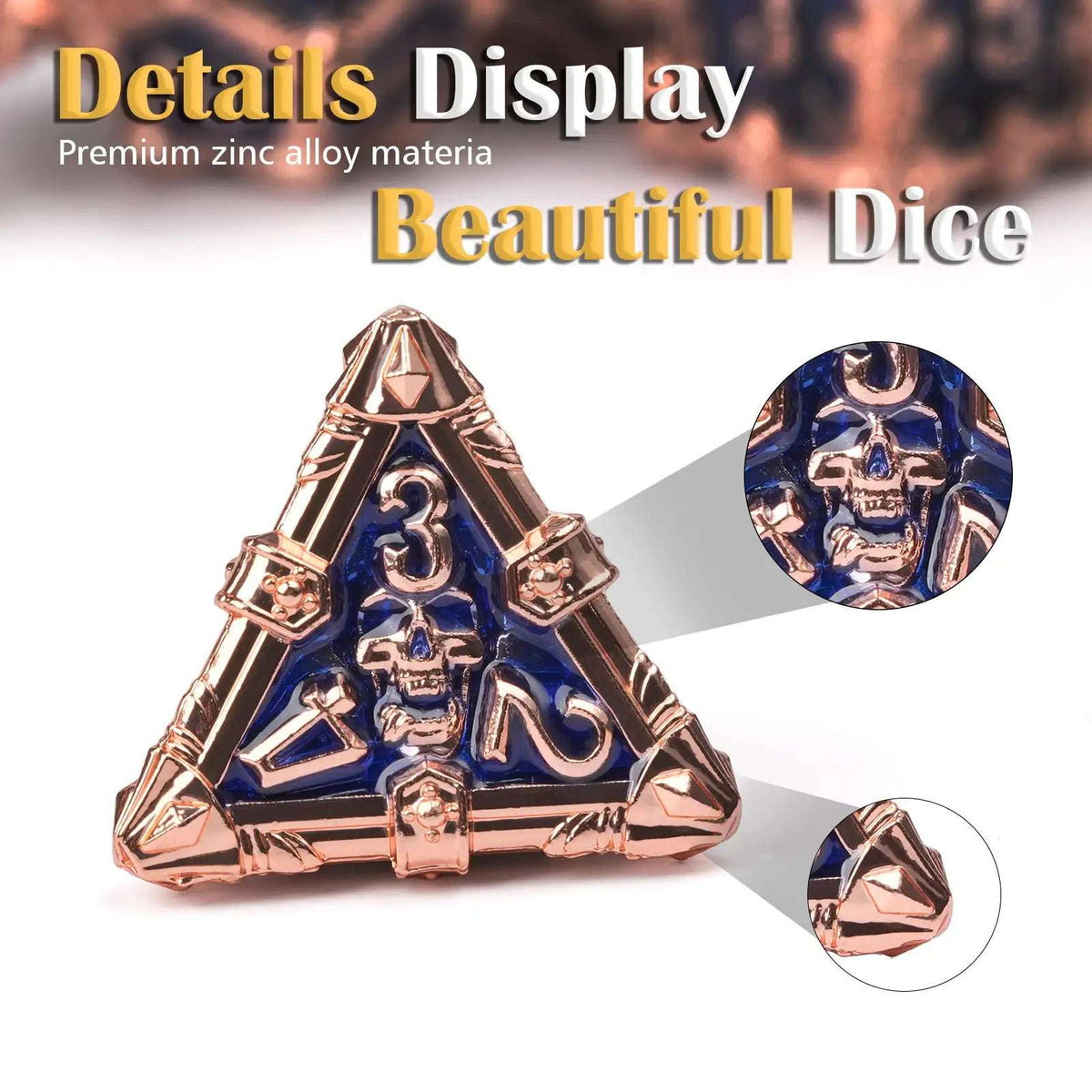 Skeleton Metal DND Dice Set – Dark Gothic – Mysterious dark gothic skeleton series metal dnd dice set