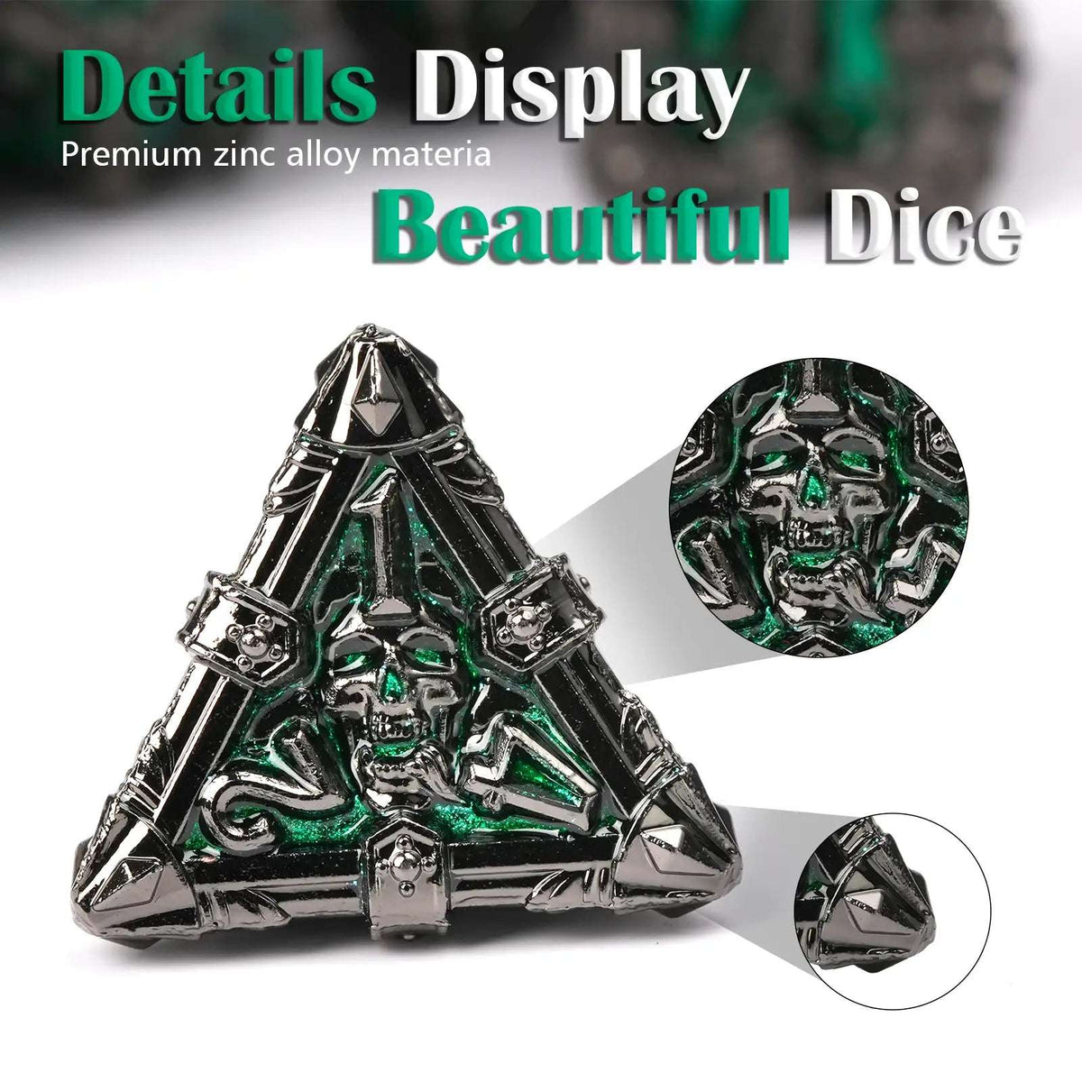 Skeleton Metal DND Dice Set – Dark Gothic – Mysterious dark gothic skeleton series metal dnd dice set