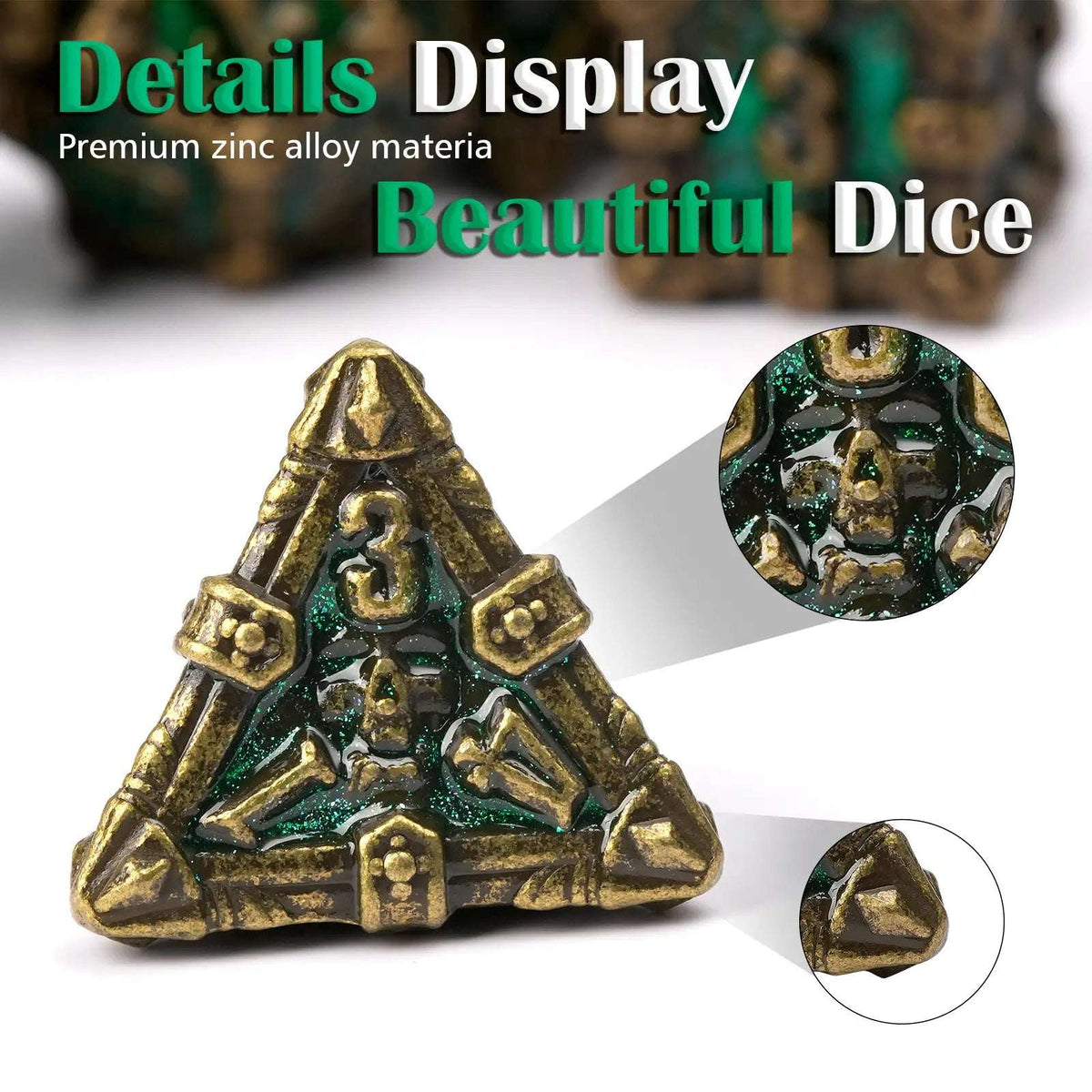 Skeleton Metal DND Dice Set – Dark Gothic – Mysterious dark gothic skeleton series metal dnd dice set