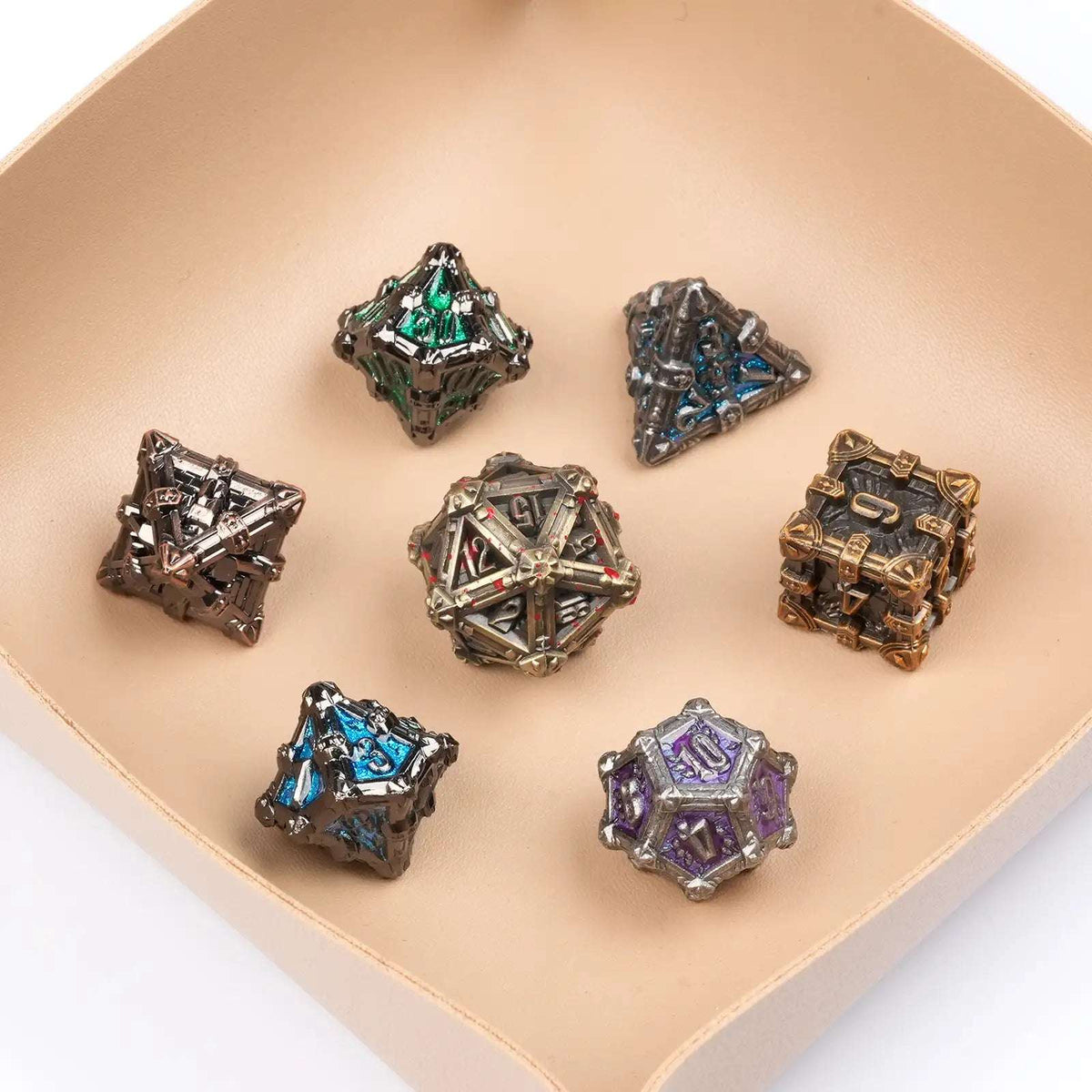 Skeleton Metal DND Dice Set – Dark Gothic – Mysterious dark gothic skeleton series metal dnd dice set