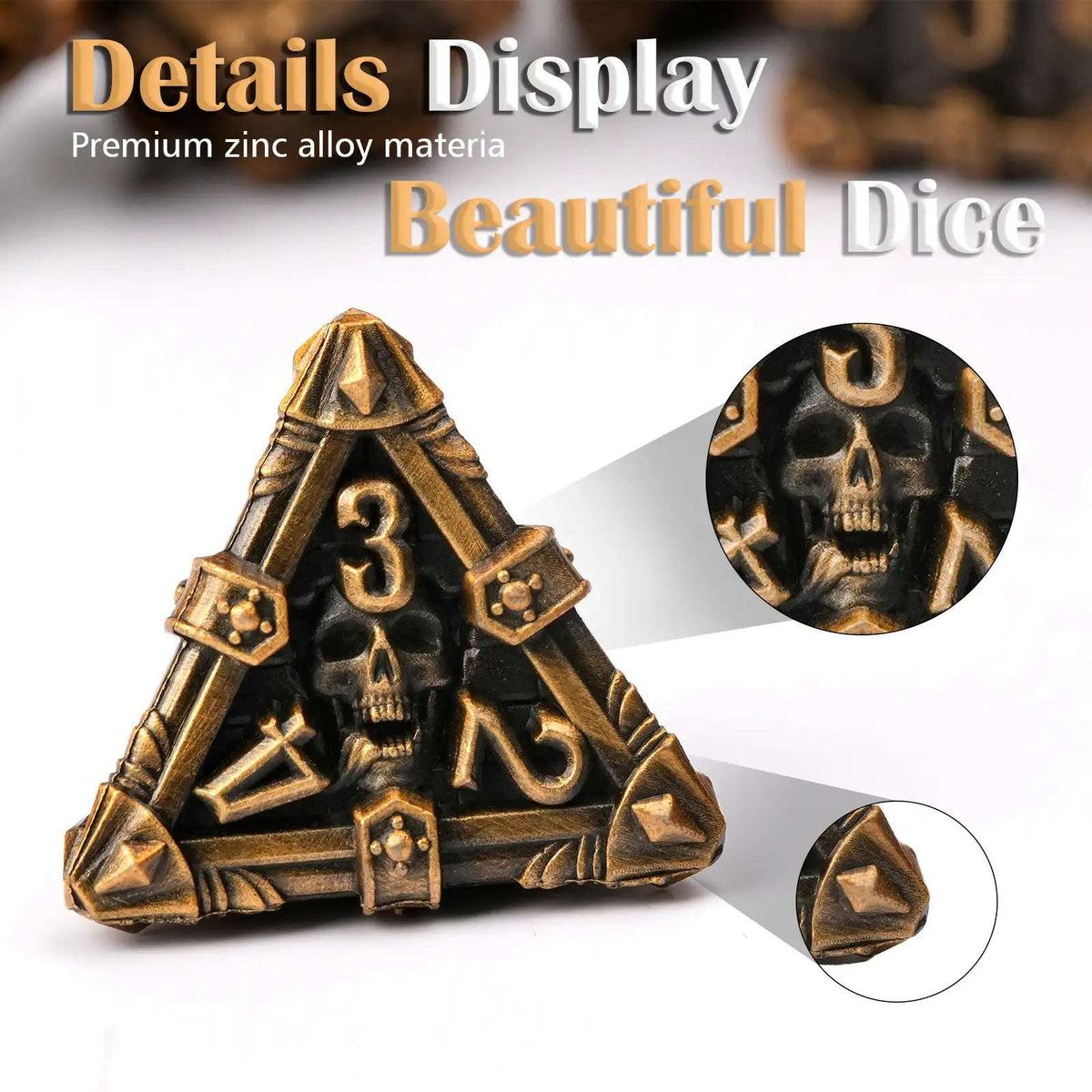 Skeleton Metal DND Dice Set – Dark Gothic – Mysterious dark gothic skeleton series metal dnd dice set