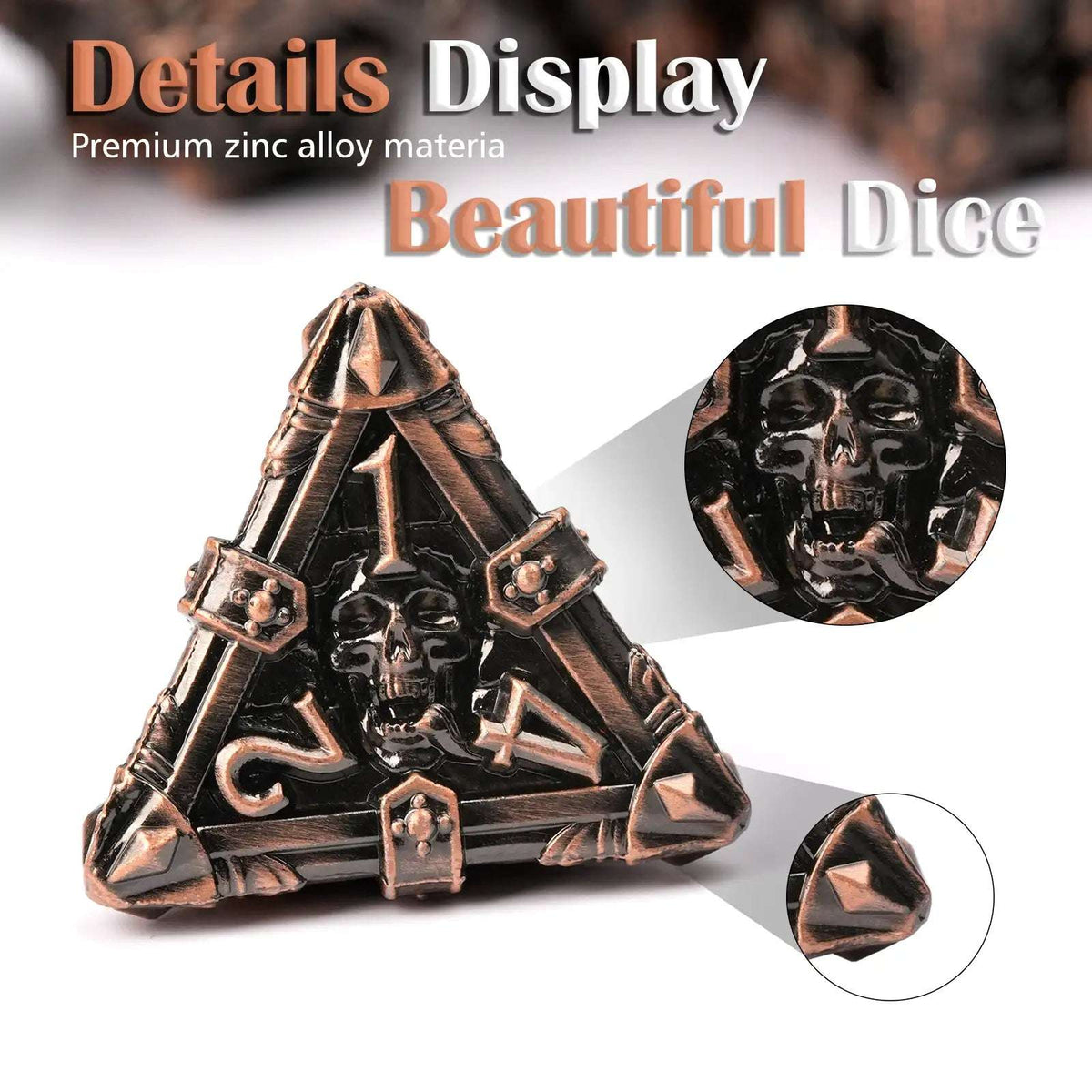 Skeleton Metal DND Dice Set – Dark Gothic – Mysterious dark gothic skeleton series metal dnd dice set