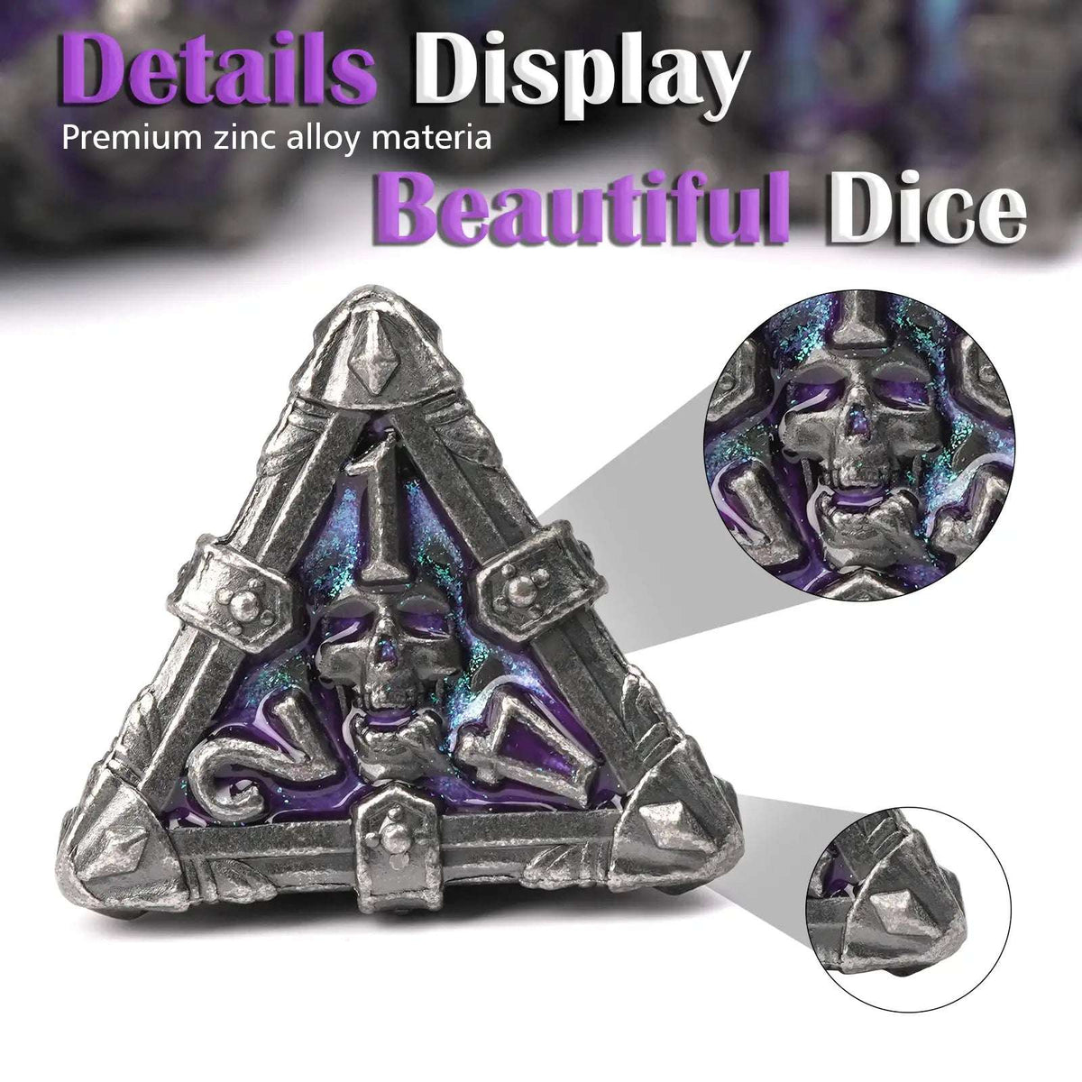 Skeleton Metal DND Dice Set – Dark Gothic – Mysterious dark gothic skeleton series metal dnd dice set