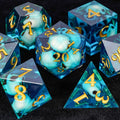Skeleton Nightmare Resin DND Dice Set – Gold Numbers – Skeleton Nightmare - Blue Resin DND Dice Set + Gold Numbers