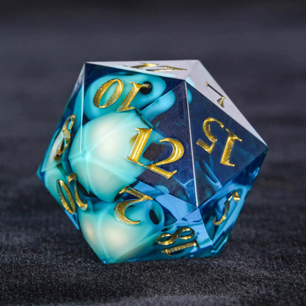 Skeleton Nightmare Resin DND Dice Set – Gold Numbers – Skeleton Nightmare - Blue Resin DND Dice Set + Gold Numbers