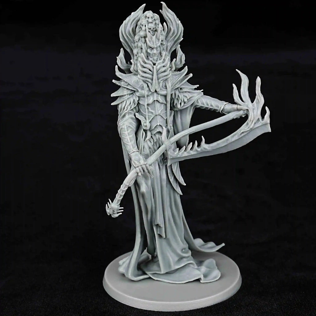 Skeleton RPG – 3D-Printed Tabletop Model – Scythean Printable – 3D Printed Evil Skeleton Lord Elder Robe Flint Scythe