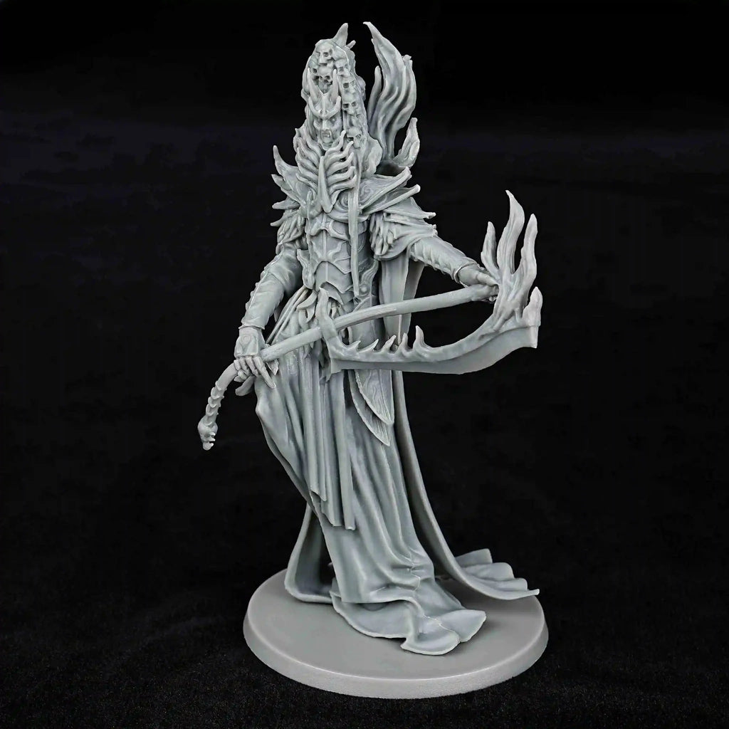 Skeleton RPG – 3D-Printed Tabletop Model – Scythean Printable – 3D Printed Evil Skeleton Lord Elder Robe Flint Scythe