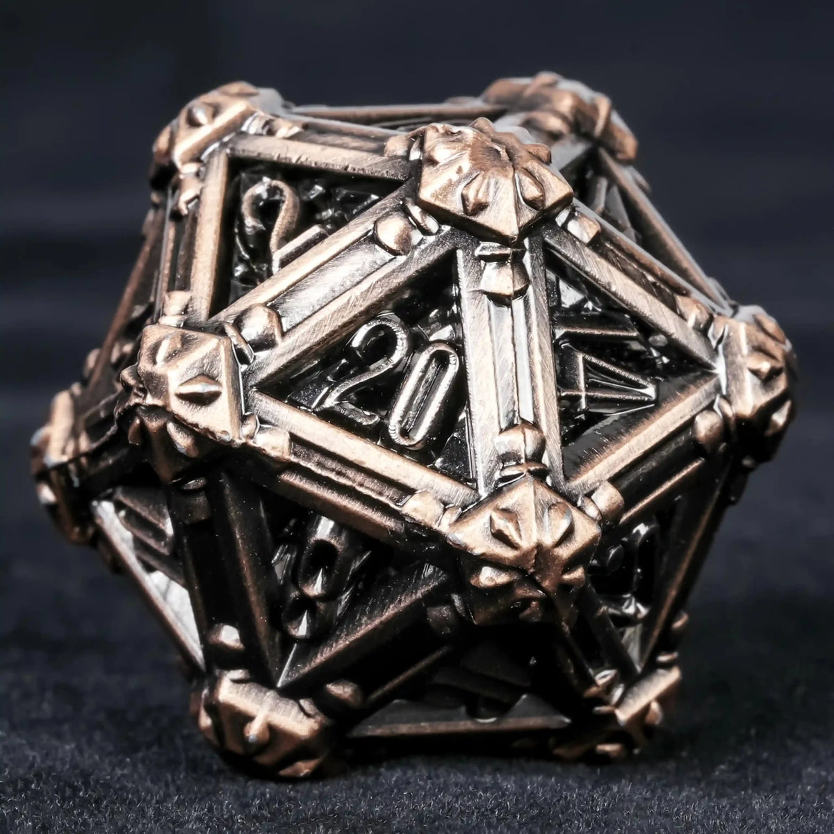 Skull Metal DND Dice Set – Copper Skull Metal DND D20 Dice