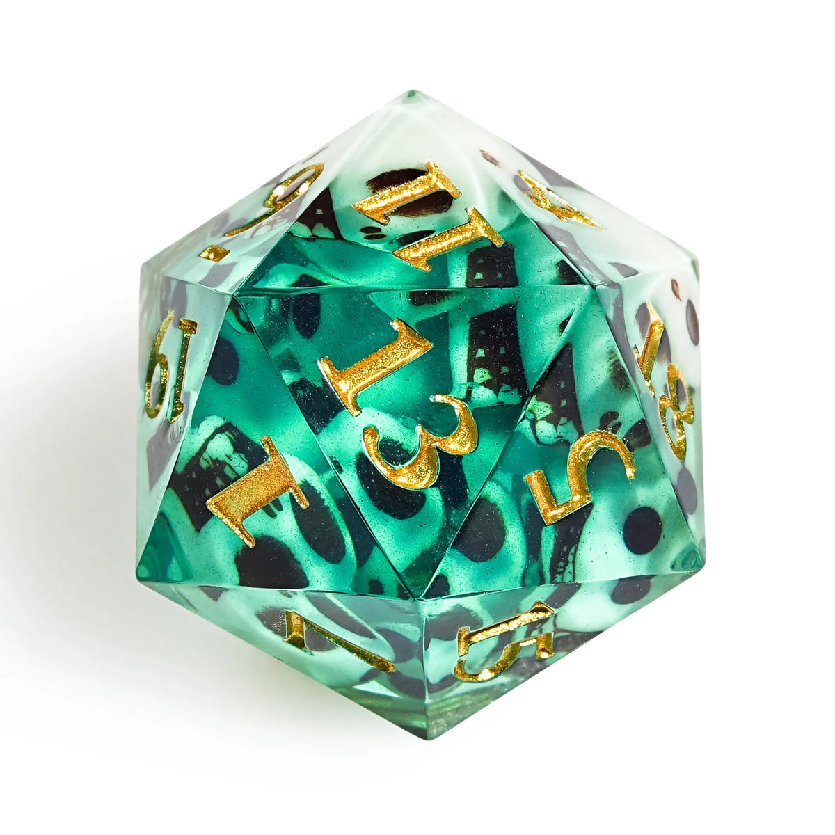 Skull Resin RPG Dice Set – Green skull resin dice set
