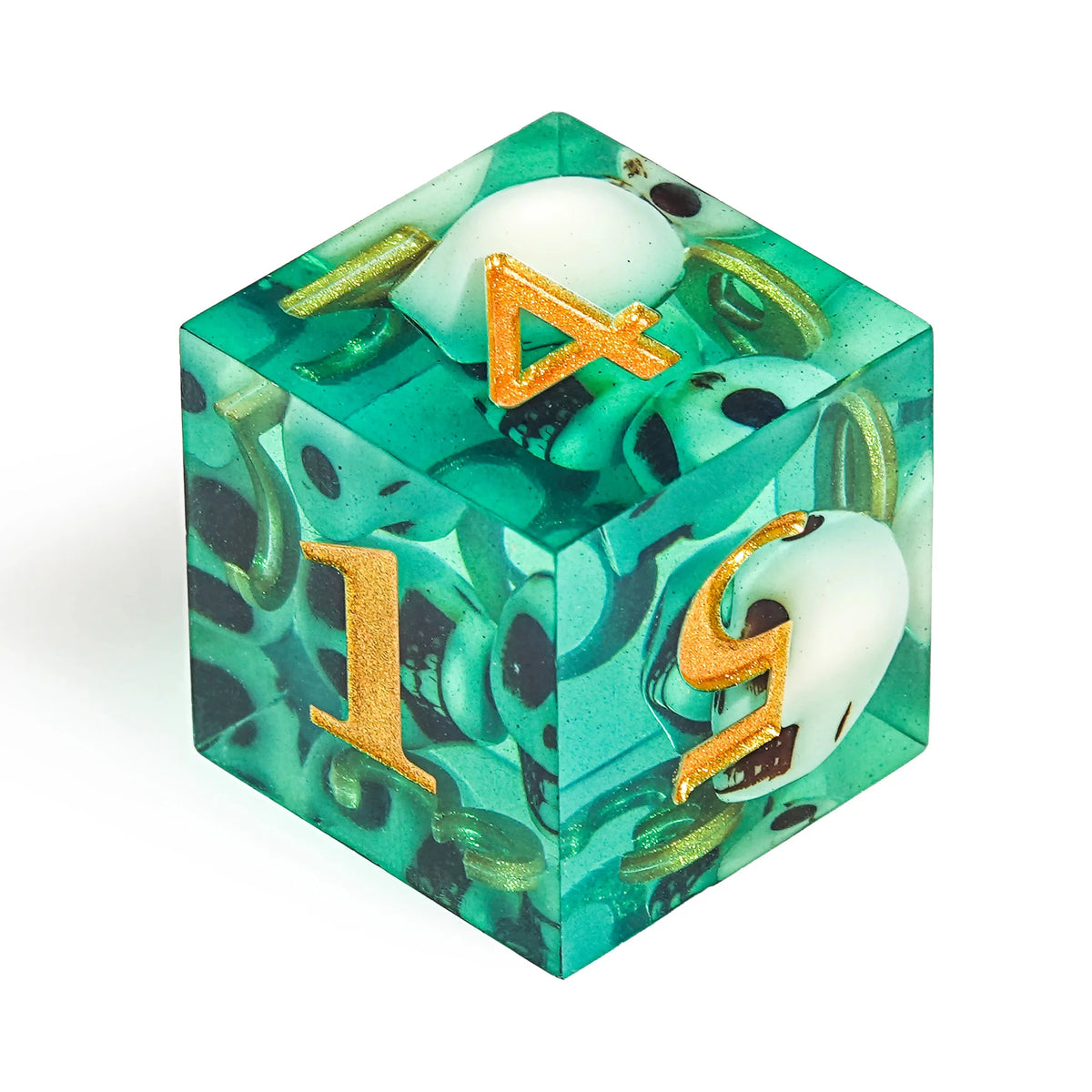 Skull Resin RPG Dice Set – Green skull resin dice set