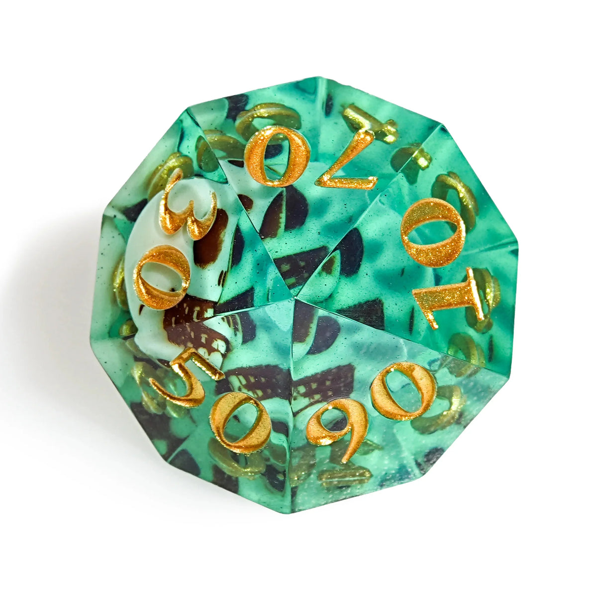 Skull Resin RPG Dice Set – Green skull resin dice set
