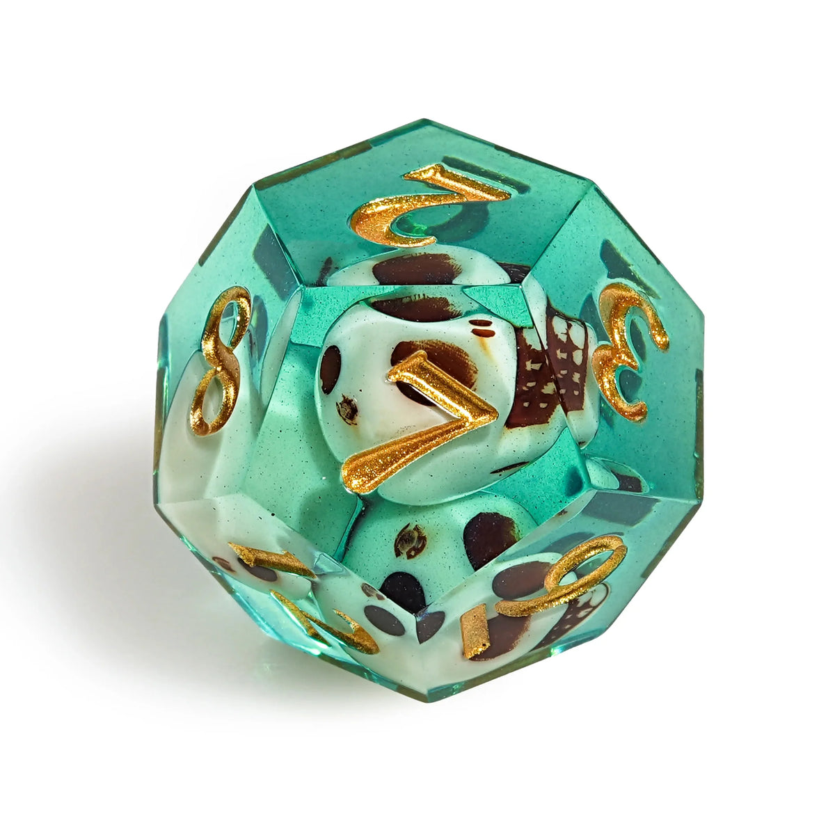 Skull Resin RPG Dice Set – Green skull resin dice set