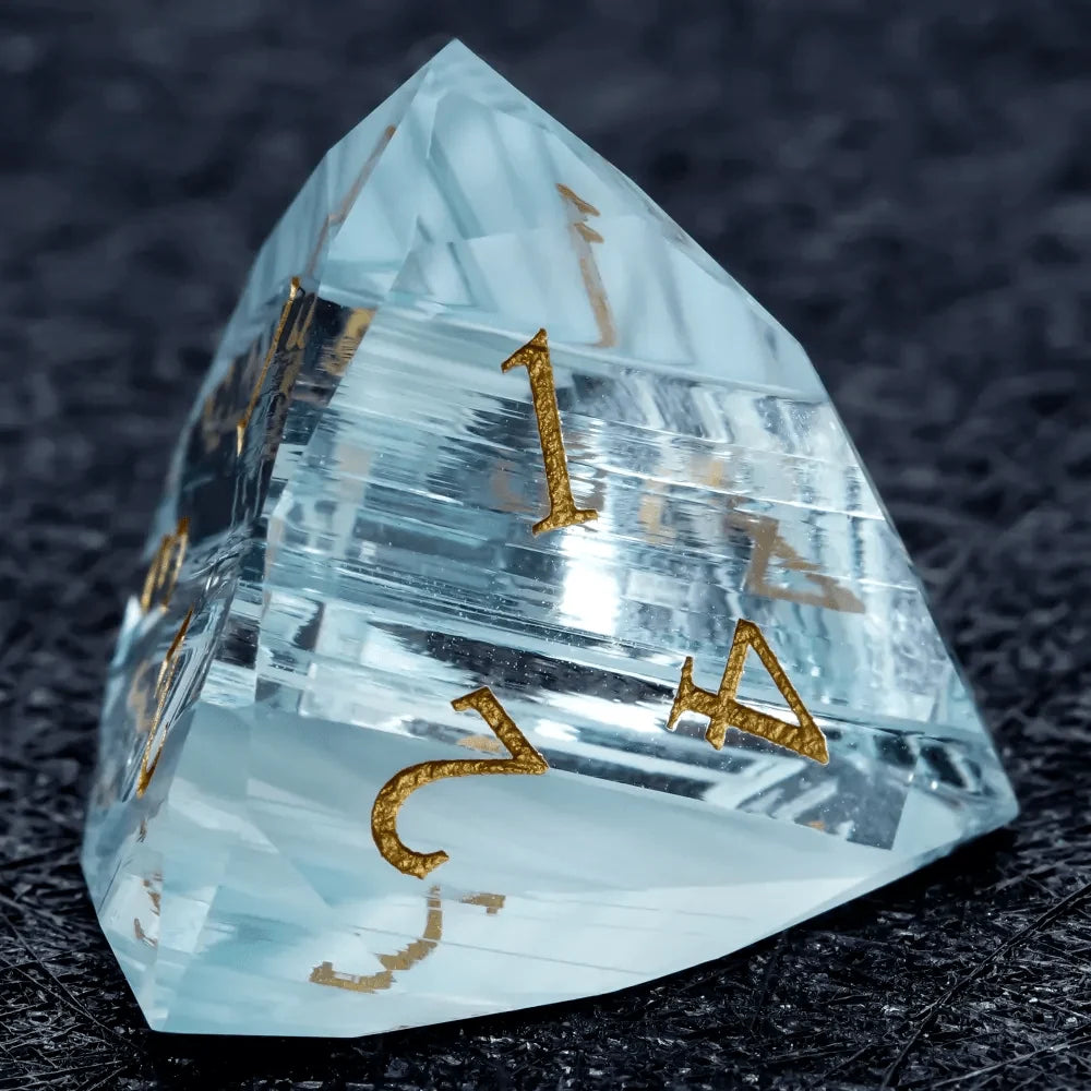 Sky Gemstone DND Dice Set – DND Dice | Diamond - Cut Sky Blue Glass Gemstone Dice Set