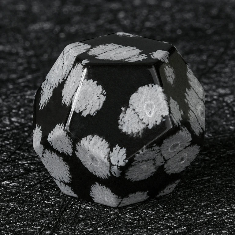 Snowflake Obsidian Gemstone RPG Dice Set – alternate product view
