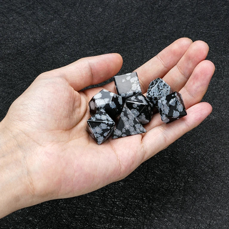 Snowflake Obsidian Gemstone RPG Dice Set – alternate product view