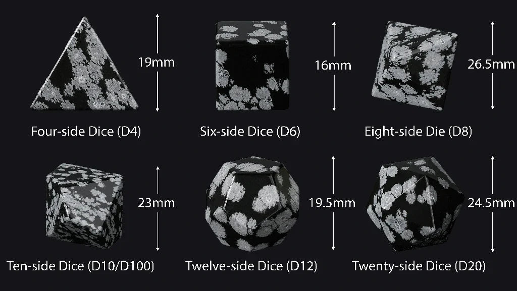 Snowflake Obsidian Gemstone RPG Dice Set – alternate product view