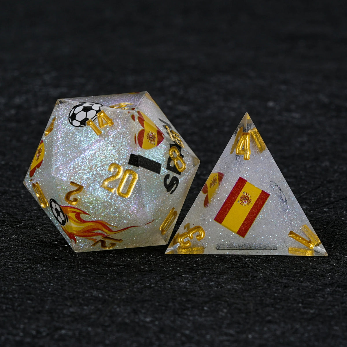 Soccer Resin Dice Set – Spain Glitter – alternate product view