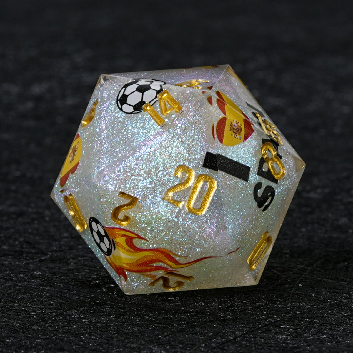 Soccer Resin Dice Set – Spain Glitter – alternate product view
