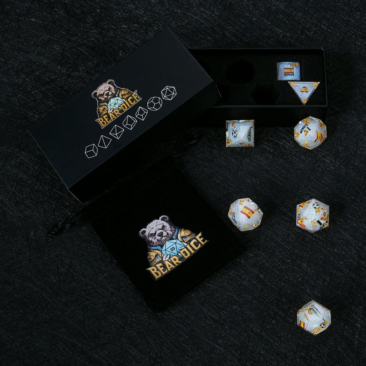Soccer Resin Dice Set – Spain Glitter – alternate product view