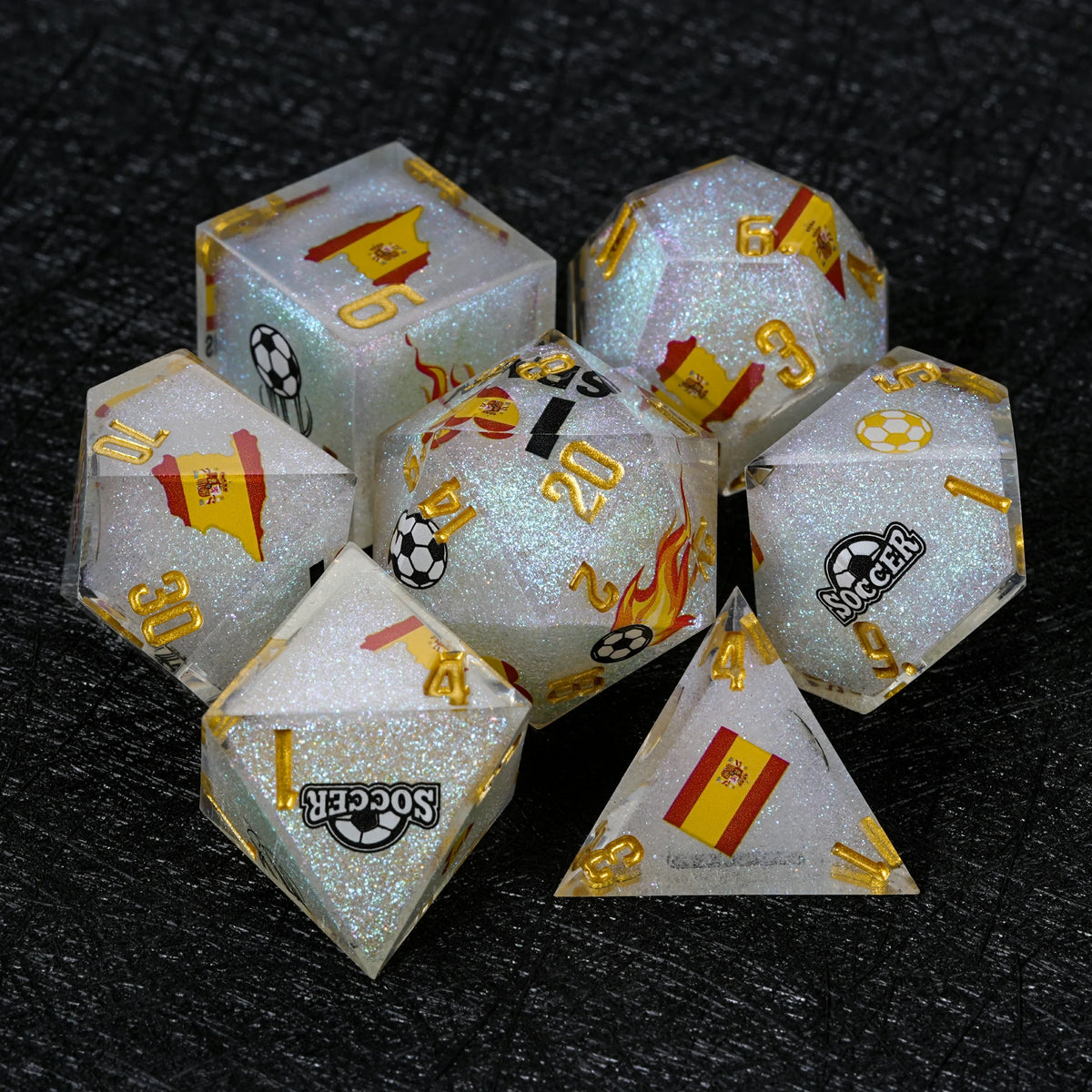 Soccer Resin Dice Set – Spain Glitter