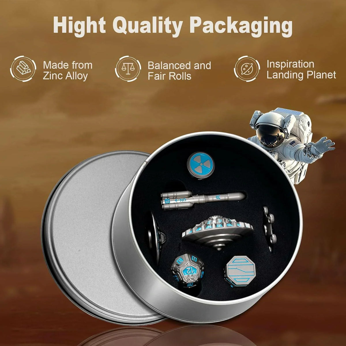 Space Rocket Metal RPG Dice Set – alternate product view