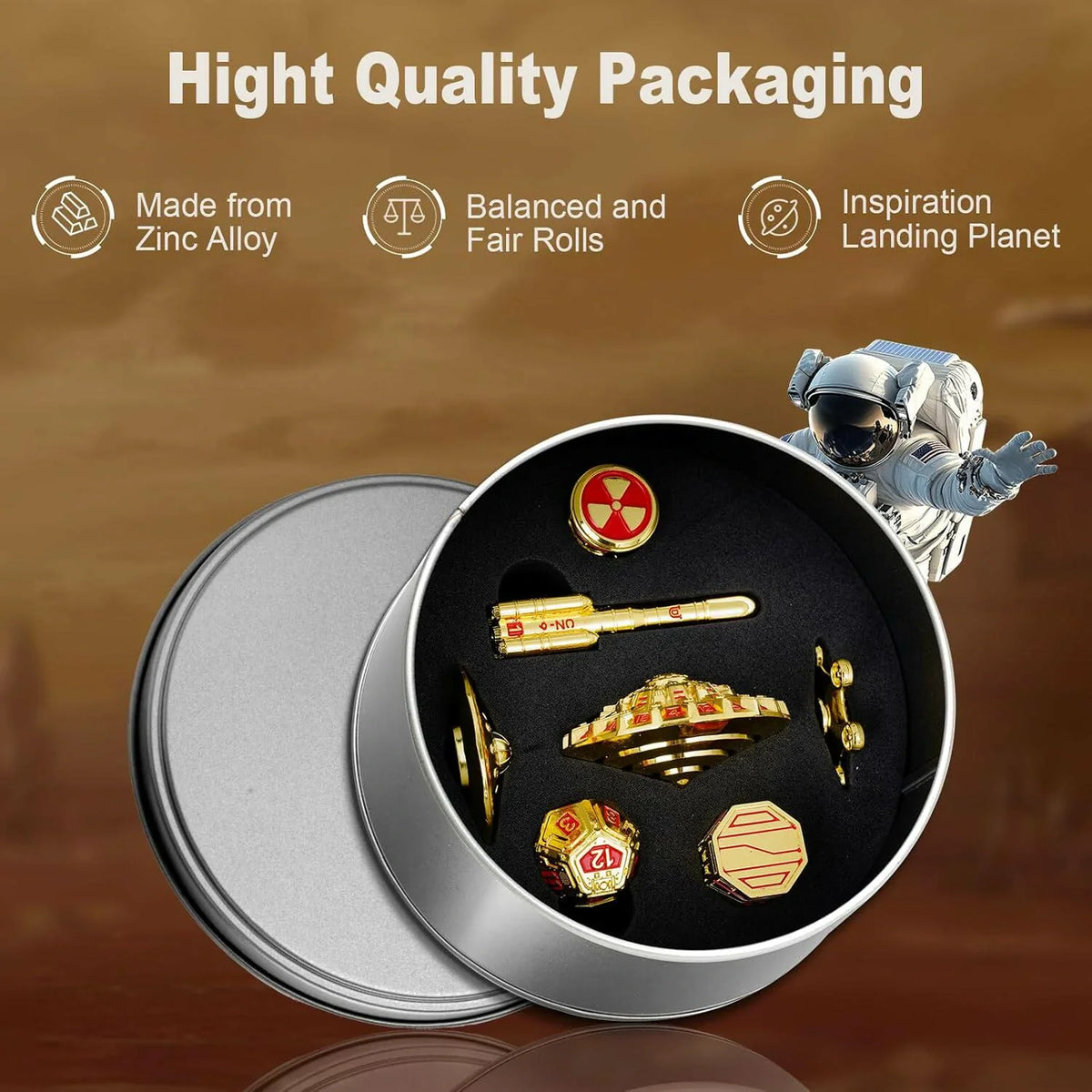 Space Rocket Metal RPG Dice Set – alternate product view