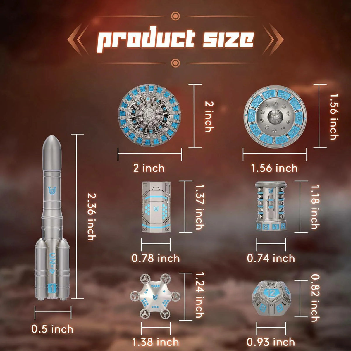 Space Rocket Metal RPG Dice Set – alternate product view