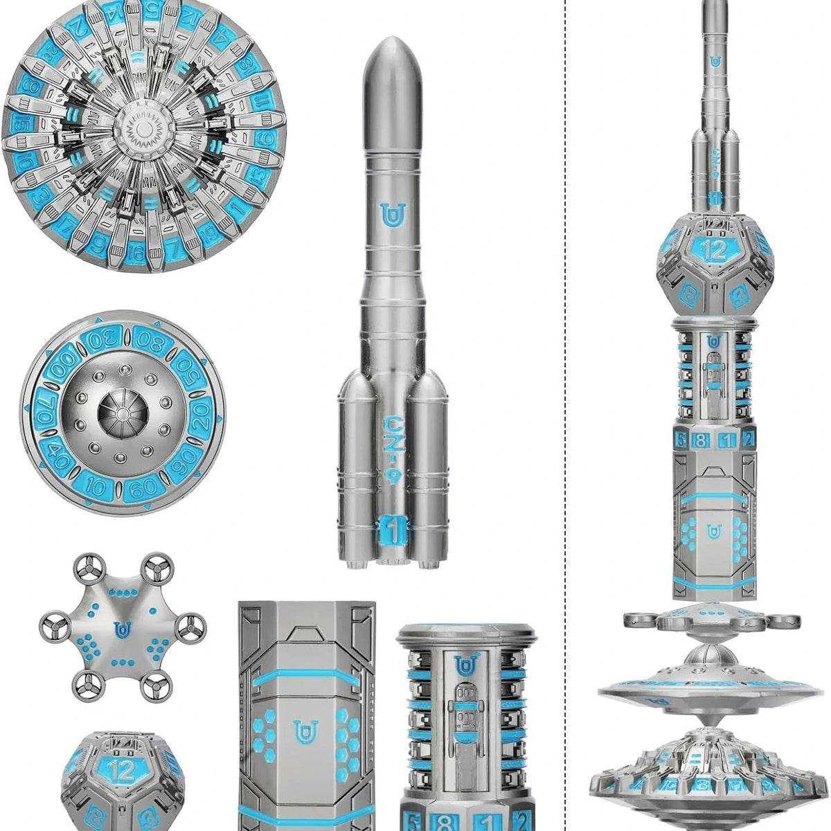 Space Rocket Metal RPG Dice Set – alternate product view