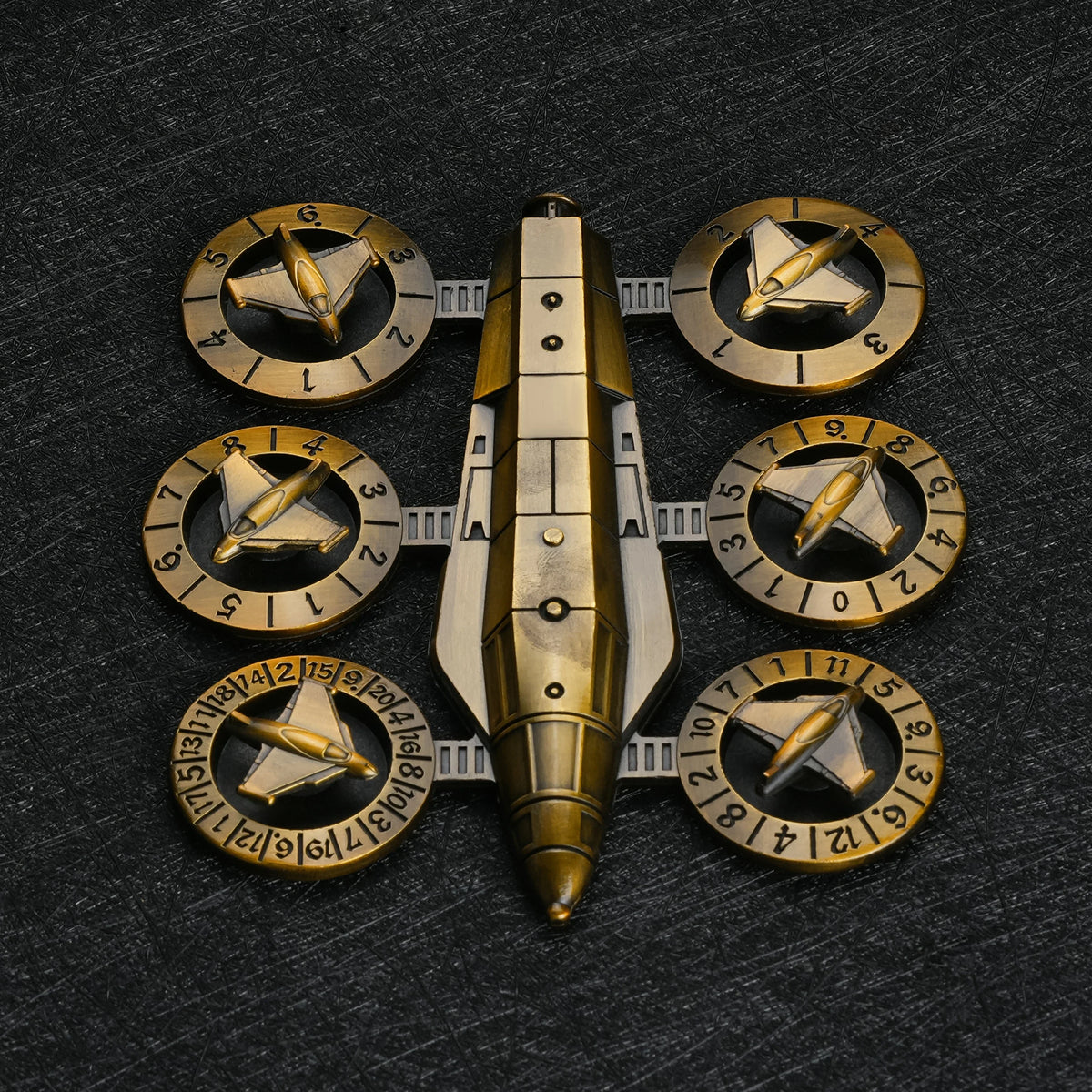 Spaceship Wing Metal – Personalized Design – Personalized Design 1 – 7-in-1 Spaceship Wing Spinner Metal Dice Set