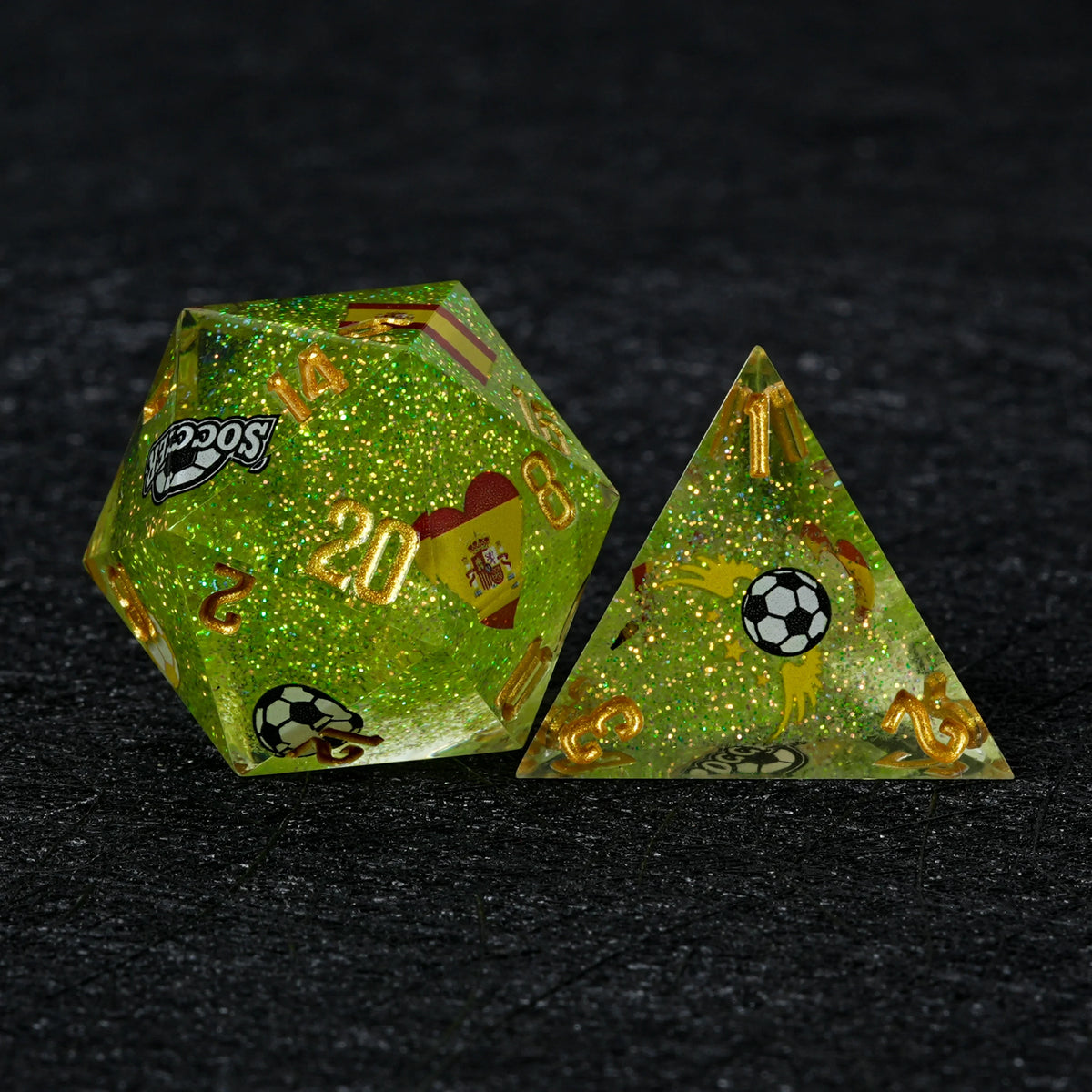 Spain Soccer Resin RPG Dice Set – Glitter – World Cup – alternate product view