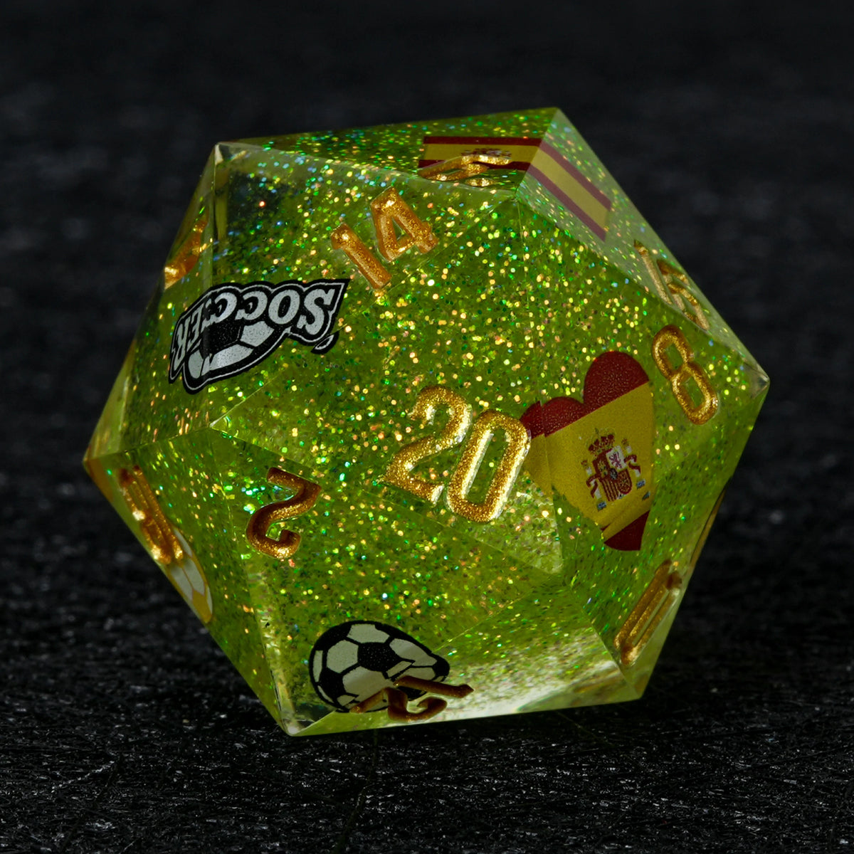 Spain Soccer Resin RPG Dice Set – Glitter – World Cup – alternate product view