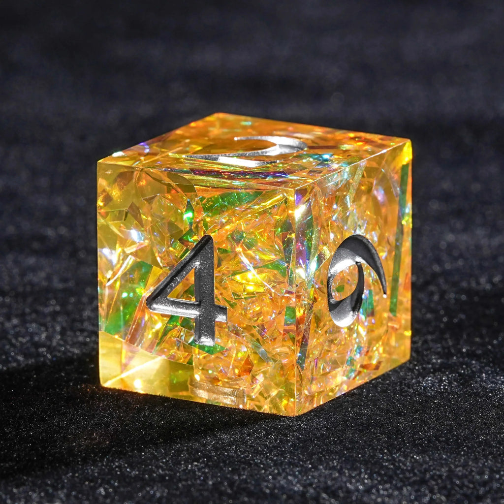 Sparkling Destiny Resin RPG Dice Set – Yellow Resin Solid Sparkling Destiny Dice Set