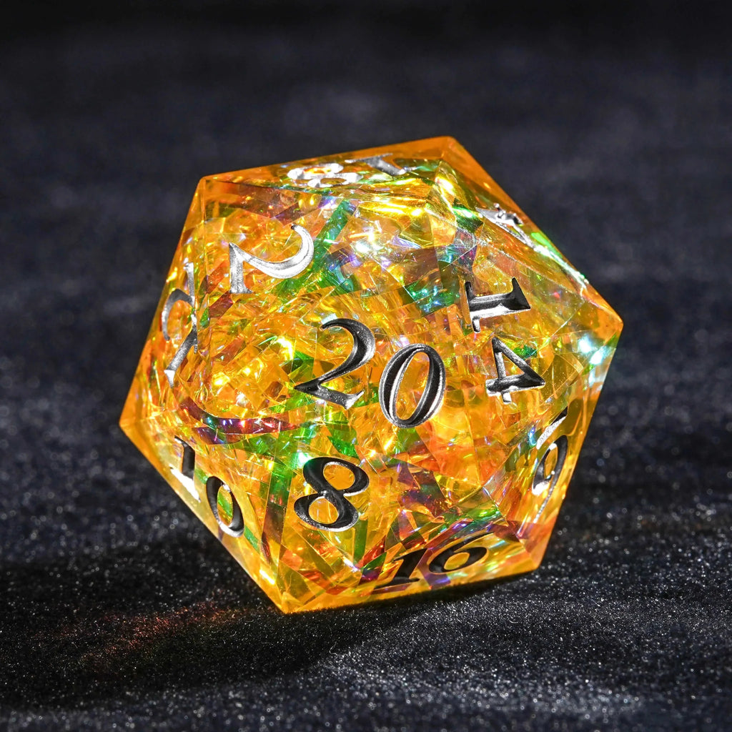 Sparkling Destiny Resin RPG Dice Set – Yellow Resin Solid Sparkling Destiny Dice Set