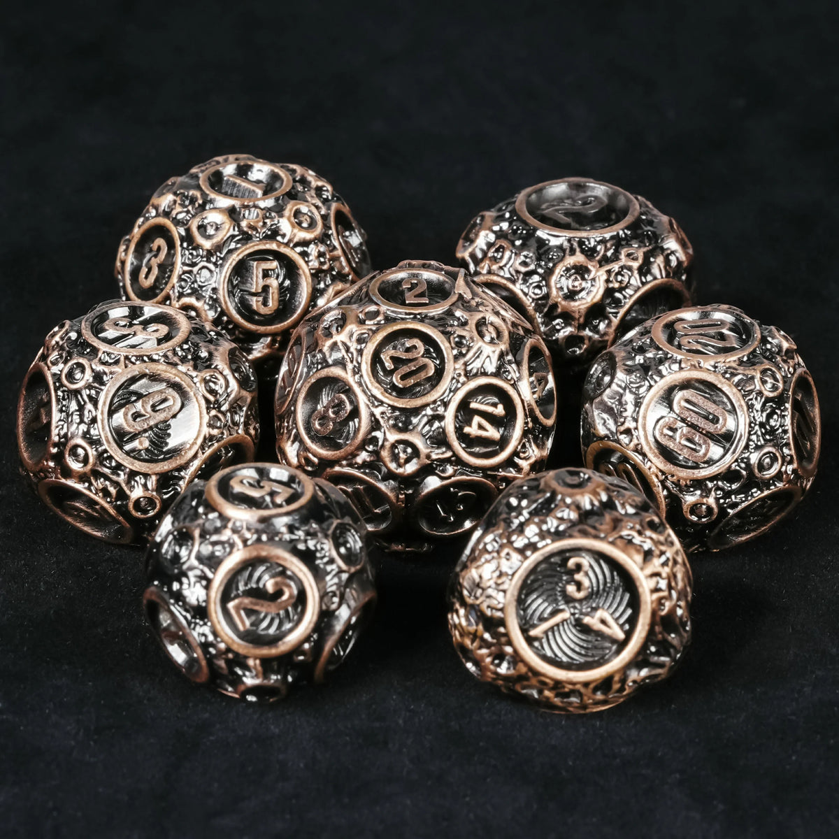 Spherical Planet Metal DND Dice Set