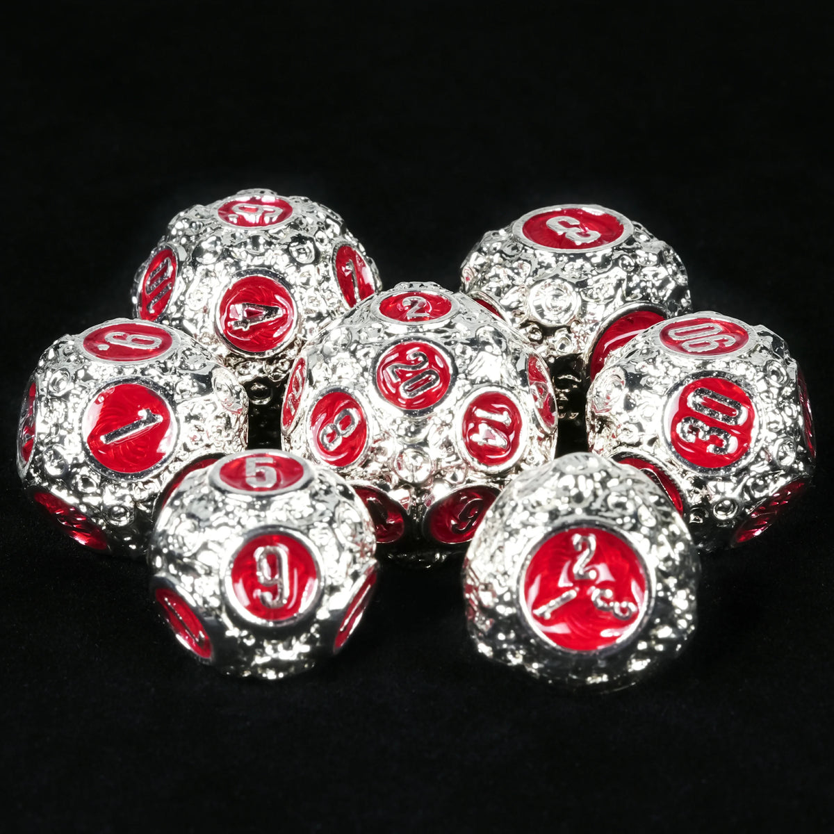 Spherical Planet Metal DND Dice Set – 7pc Ball