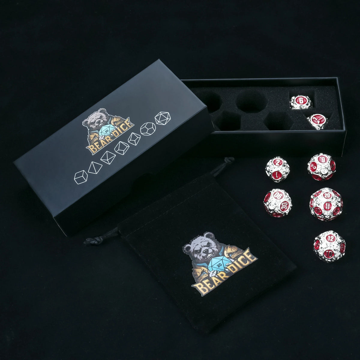Spherical Planet Metal DND Dice Set – 7pc Ball – alternate product view