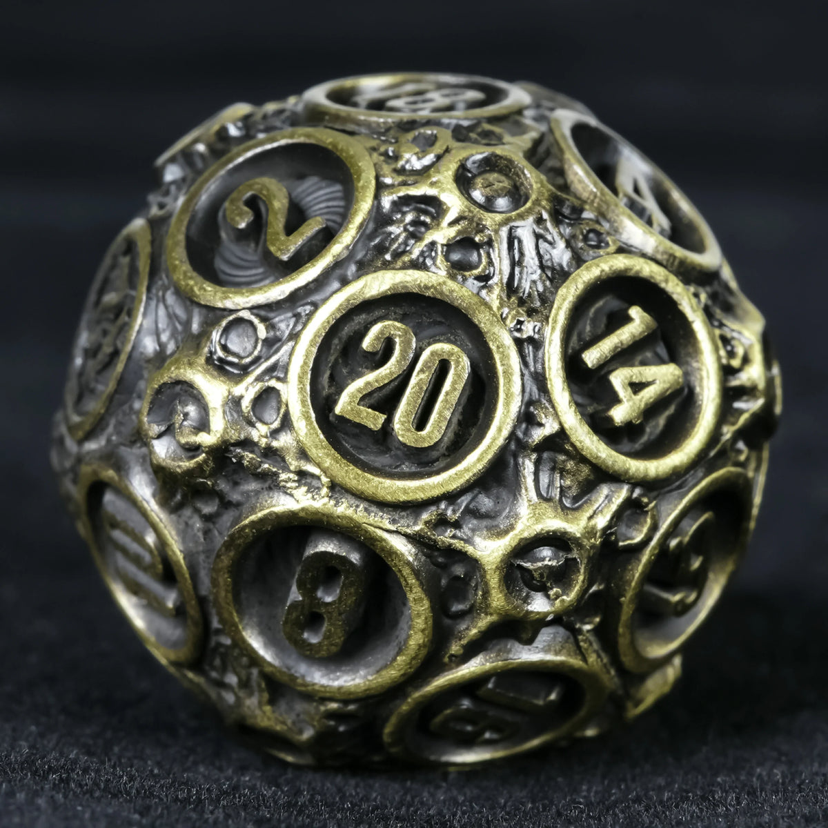 Spherical Planet Metal DND Dice Set – Ancient Bronze – alternate product view