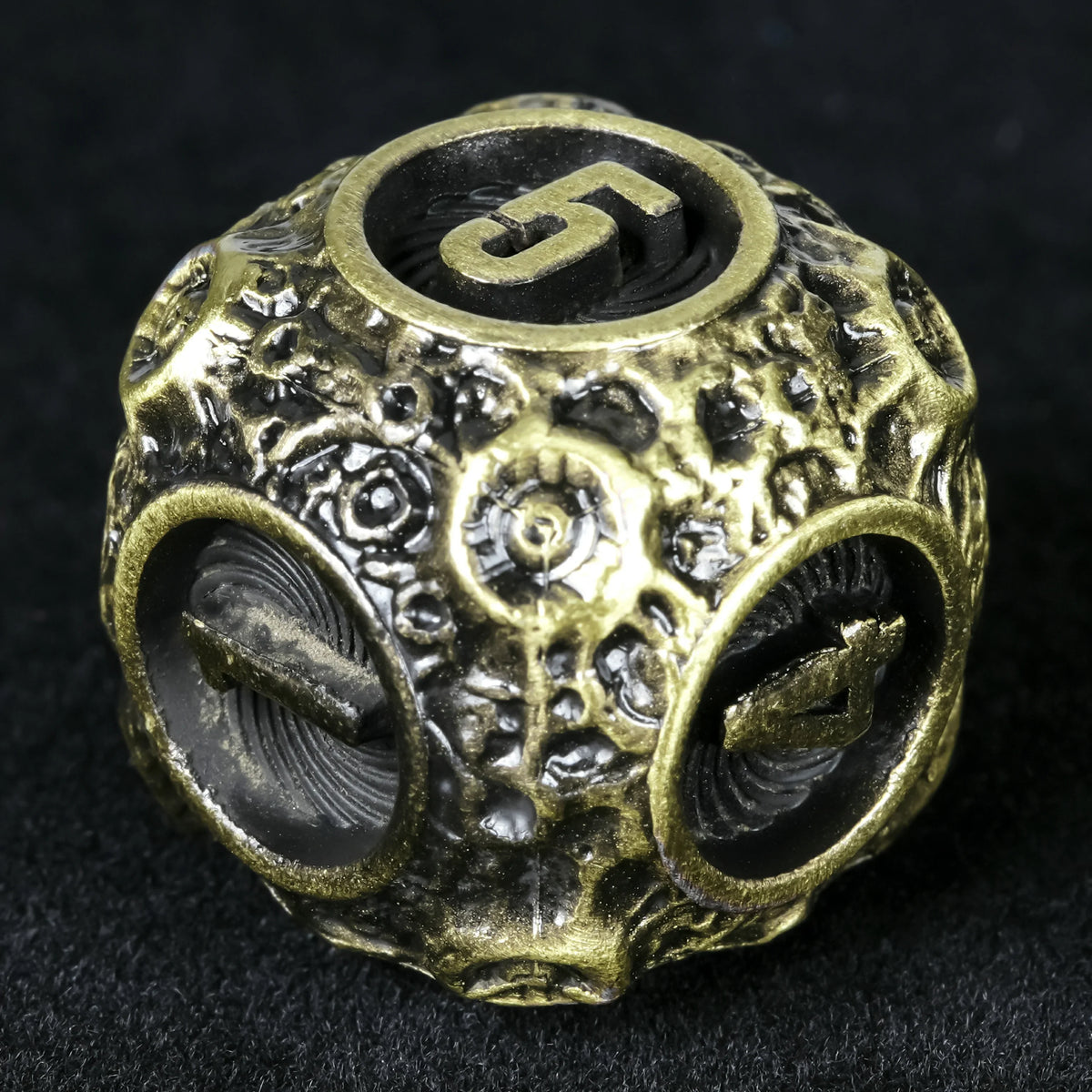 Spherical Planet Metal DND Dice Set – Ancient Bronze – alternate product view